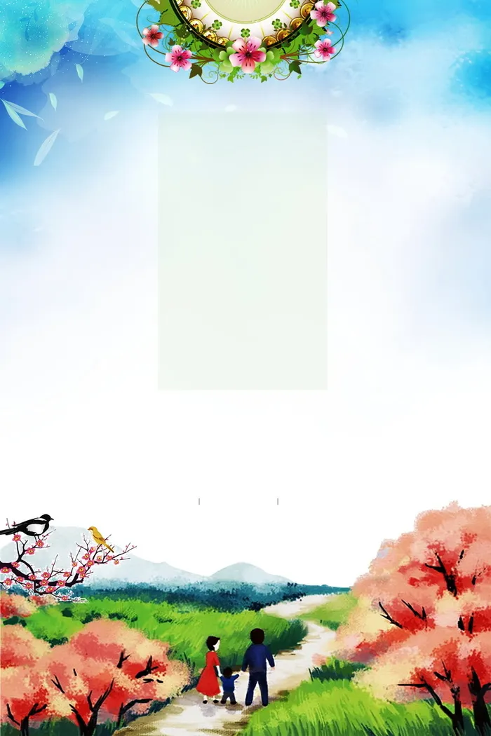 清明踏青背景素材高清
