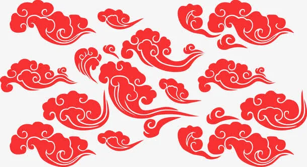 矢量红色祥云纹素材古典中国风免抠