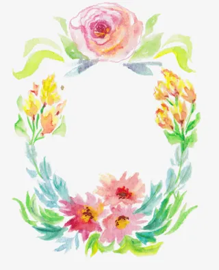 水墨中国风简约花环免抠