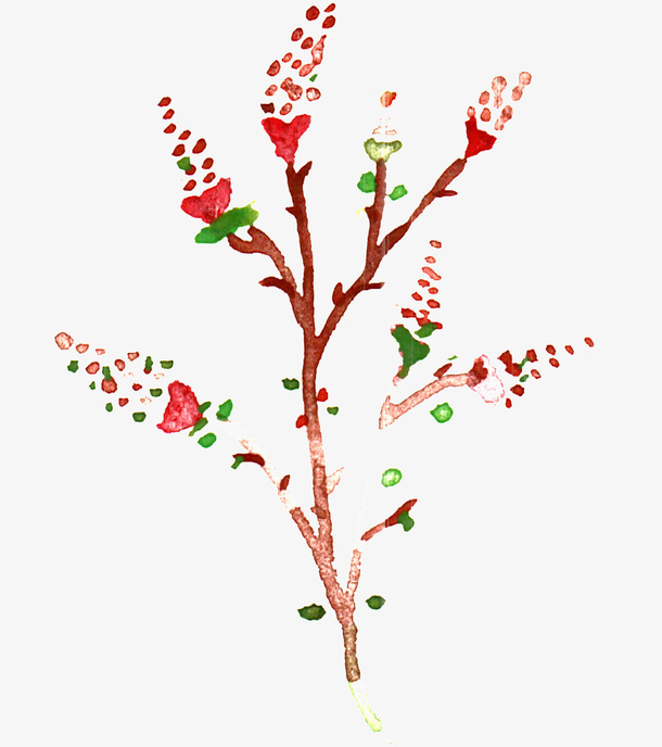 红色手绘花花免抠