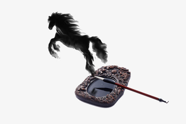 毛笔砚台免抠