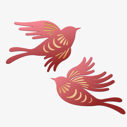 鸟，剪纸，红，装饰-1免抠