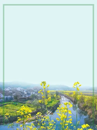 小清新春天你好油菜花风景插画高清