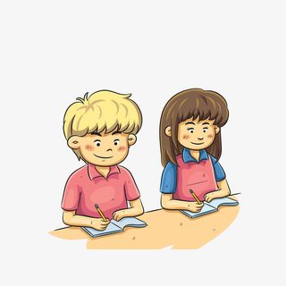 卡通认真写作业的学生素材免抠