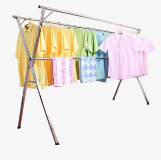 落地折叠X型双杆晒衣架免抠