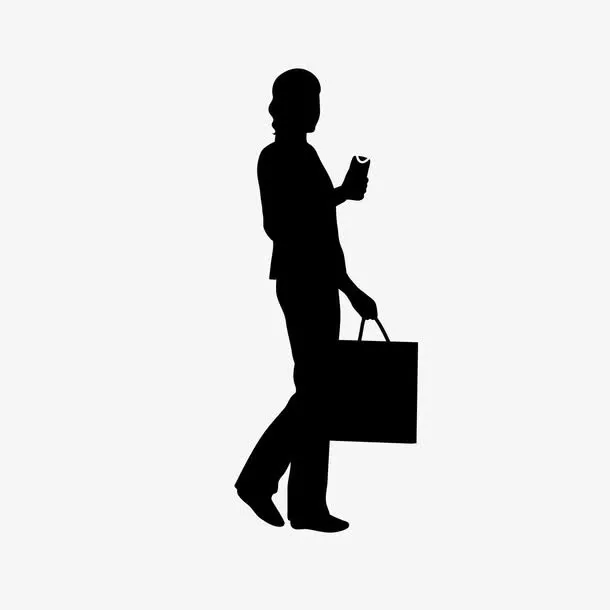 人物剪影图案女人剪影素描免抠