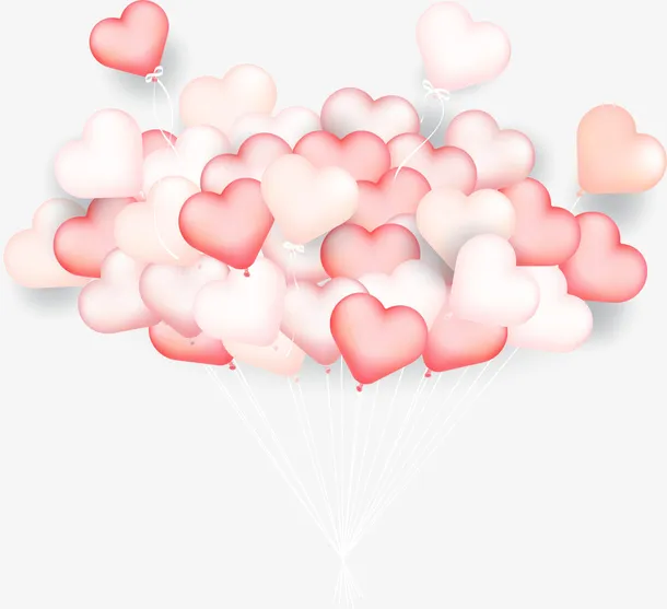 情人节密集爱心气球免抠