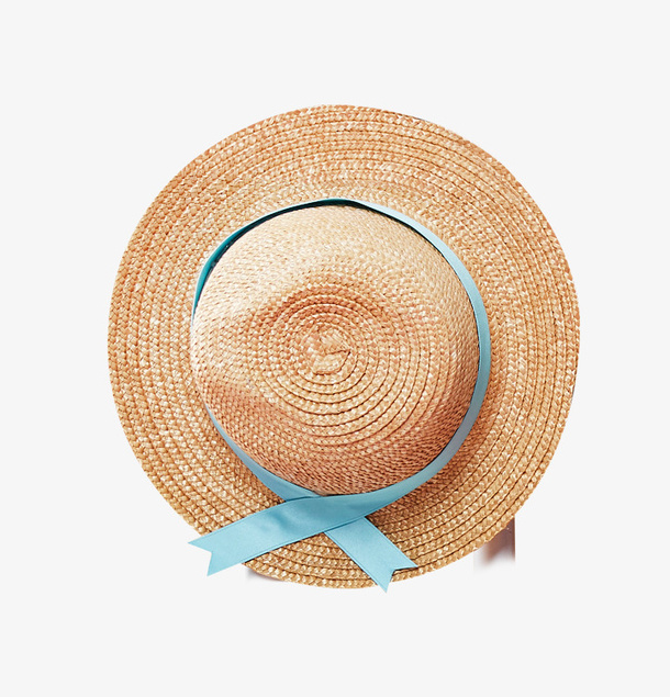 俯视圆顶小清新草帽免抠