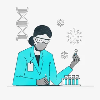 手绘 卡通 医生 实验 细菌免抠