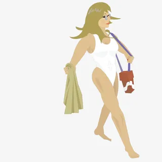 拿毛巾洗澡的美女免抠