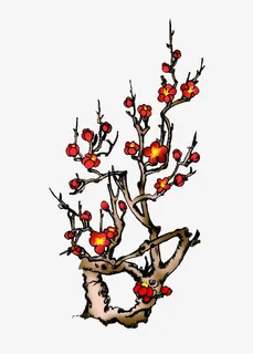 梅花树手绘图免抠 梅花树手绘图免抠
