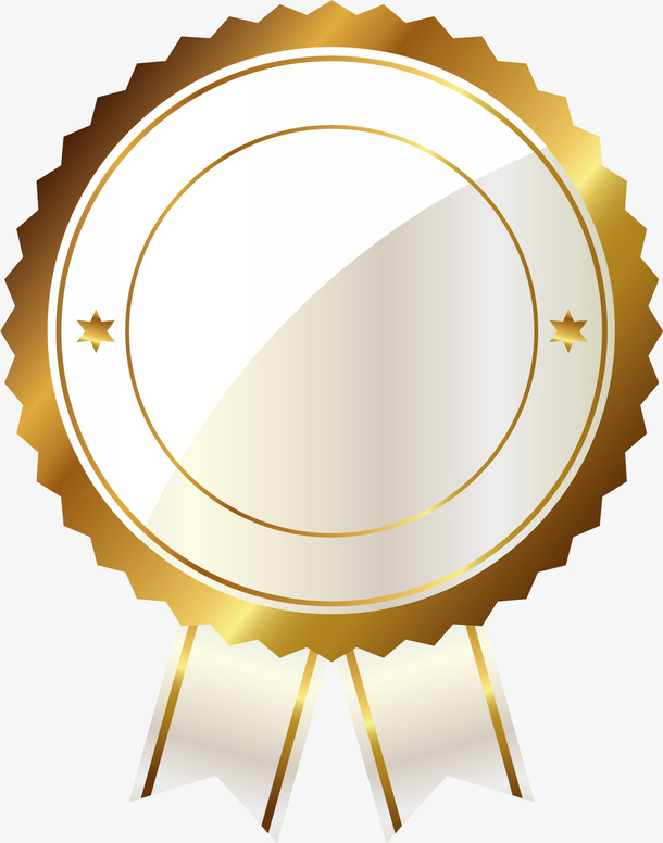 白色勋章装饰图案免抠