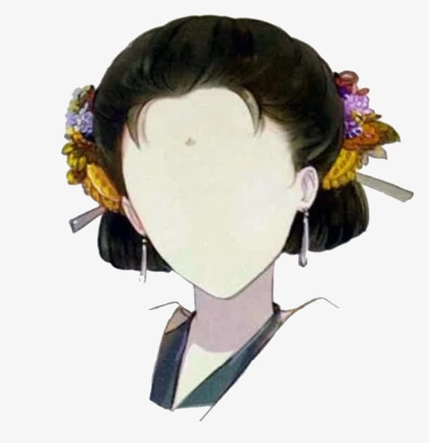古风发型双发髻版免抠