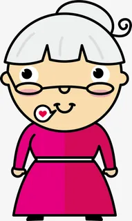 可爱卡通爱心老奶奶免抠 可爱卡通爱心老奶奶免抠