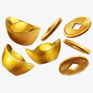 铜钱金元宝免抠