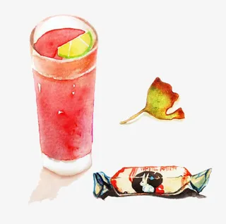 西瓜汁和大白兔奶糖免抠