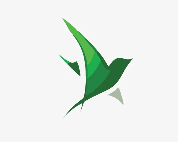 绿色飞翔的小燕子图案标志免抠