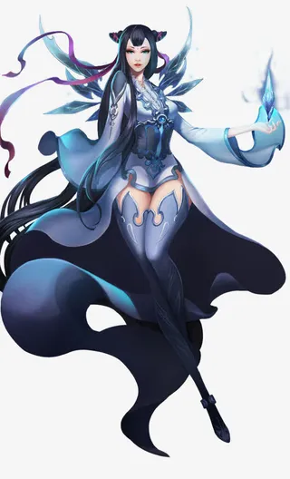 立绘蓝色性感妖姬免抠