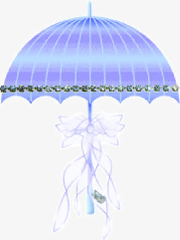 蓝色夏日卡通雨伞免抠