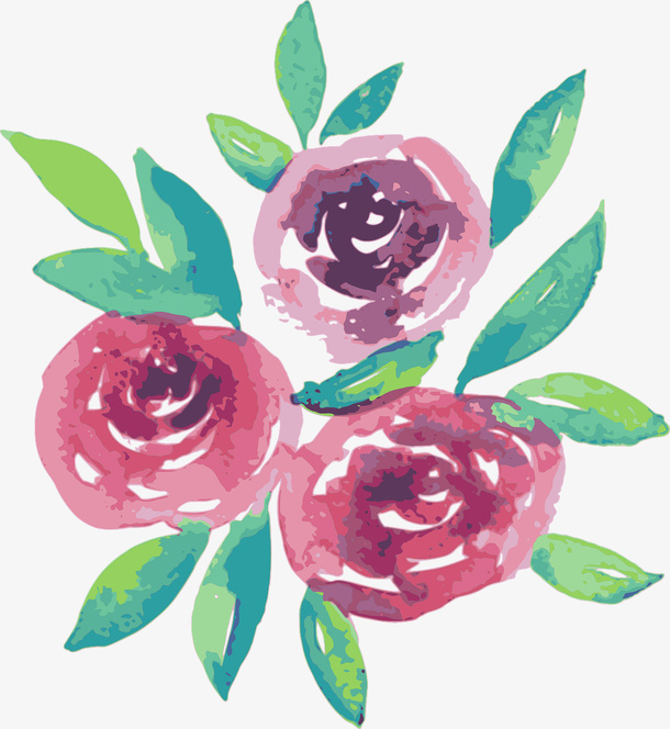 手绘玫瑰花免抠动植物植物元素