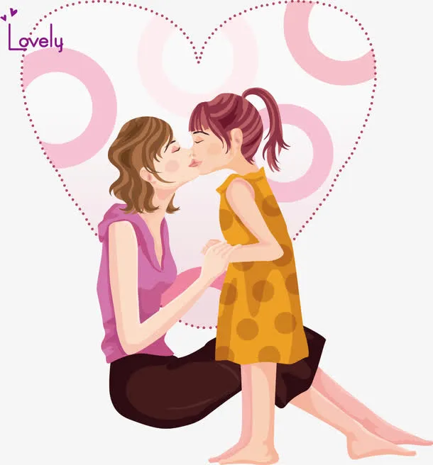 亲吻的母女免抠