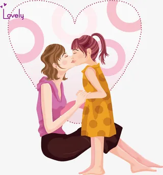 亲吻的母女免抠