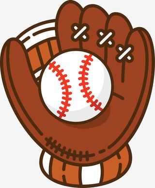 咖啡色立体棒球手套免抠