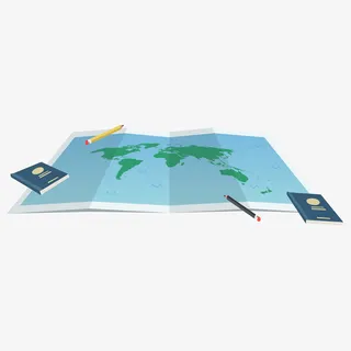 旅游攻略世界地图免抠