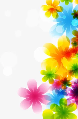 多彩梦幻花朵免抠
