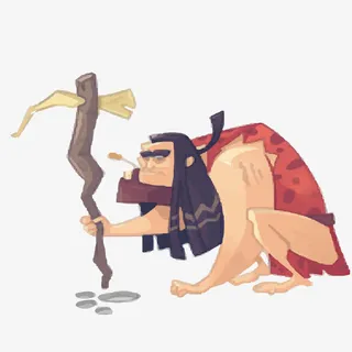 拿锄头的山顶洞人免抠