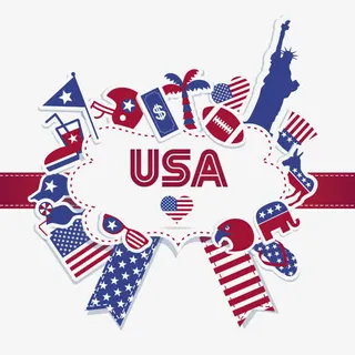 美国元素标志矢量素材免抠