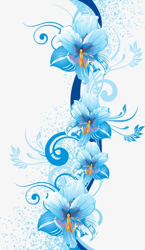 蓝色的花藤矢量图免抠