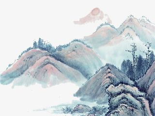 水墨画 山免抠
