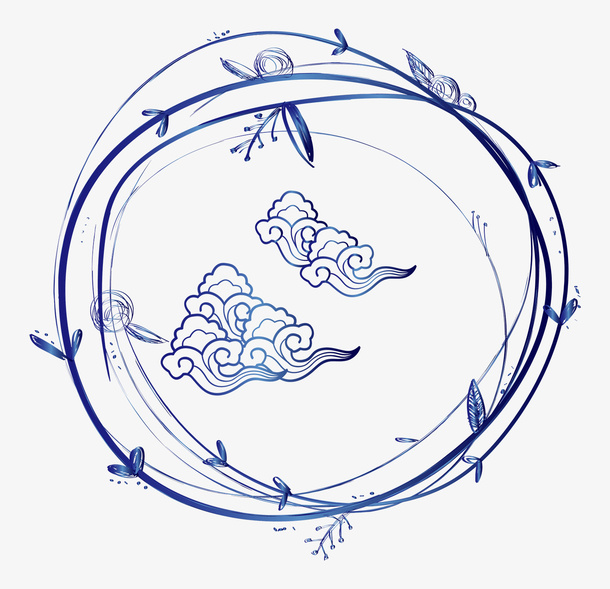 中国风祥云边框底纹免抠