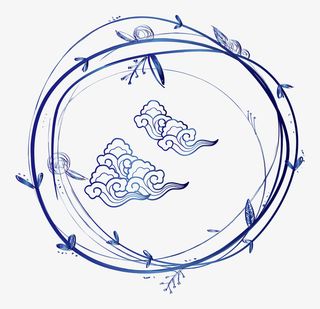 中国风祥云边框底纹免抠