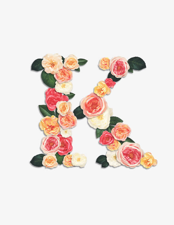 鲜花拼字母K免抠