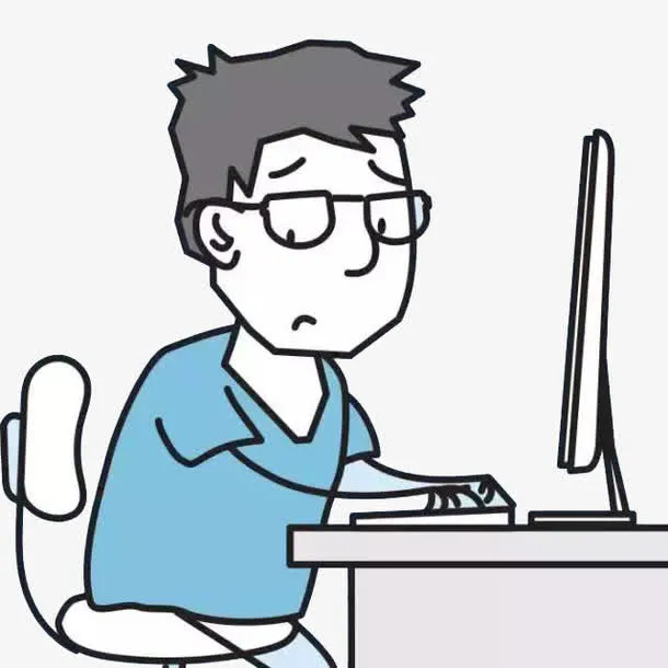 坐在电脑前打字的男人免抠