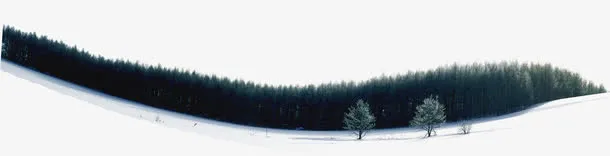 浪漫冬日美景水墨笔画装饰免抠