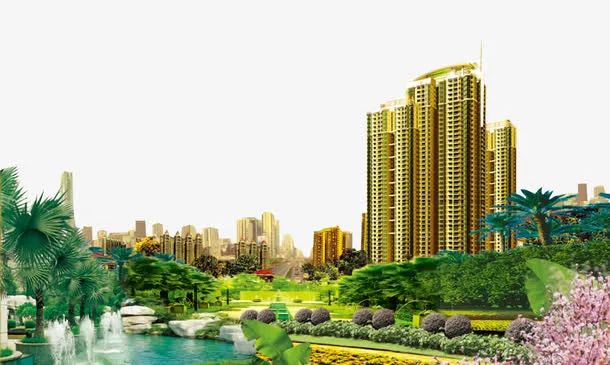 地产海报元素湖景房免抠