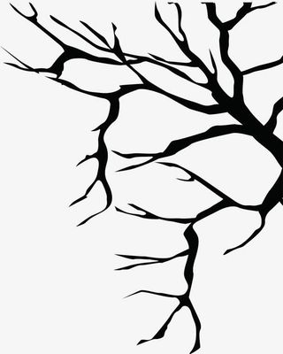 手绘黑色万圣节树枝免抠