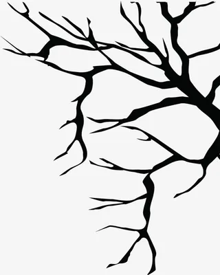 手绘黑色万圣节树枝免抠