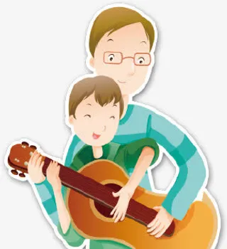 父亲节海报卡通亲子免抠