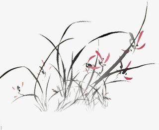 水墨高档典雅君子兰素材免抠