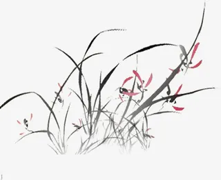 水墨高档典雅君子兰素材免抠