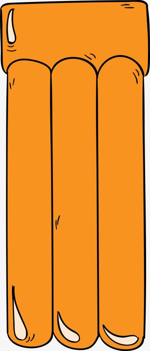 橙色卡通泳池充气床免抠