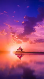 夕阳蓝天粉色云彩免抠