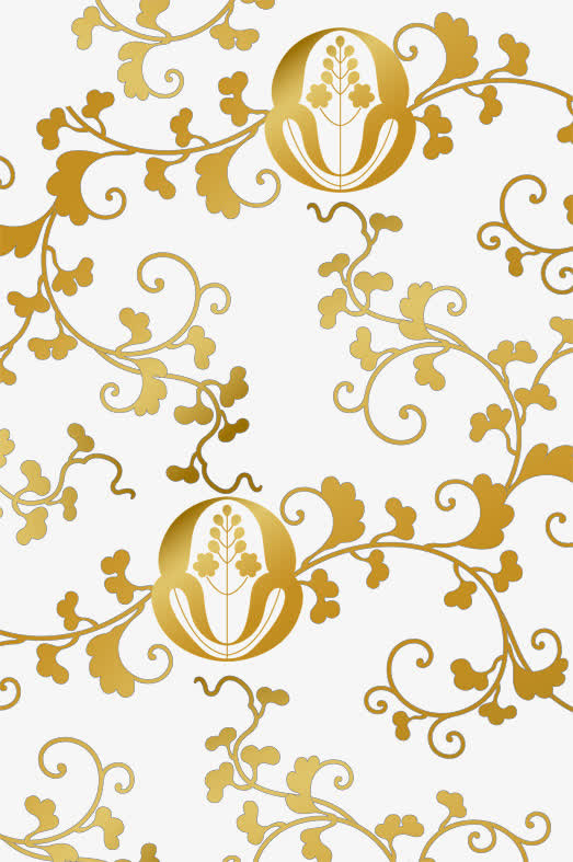 金色写意花花藤底纹底图素材免抠