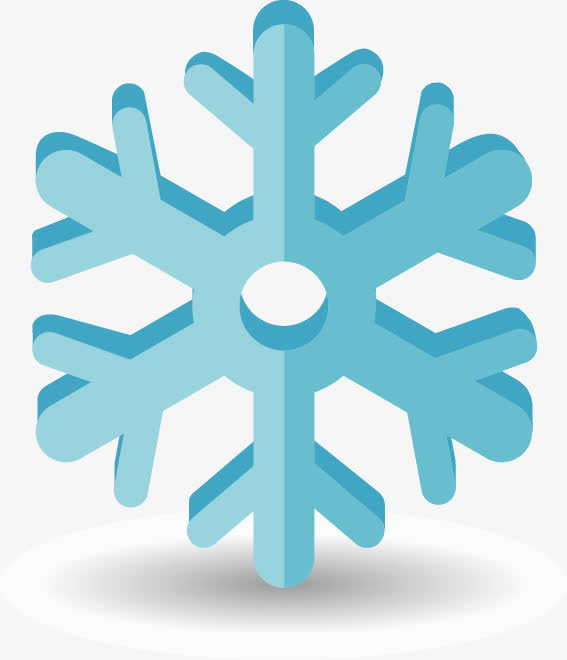 手绘冰蓝雪花元素图案免抠