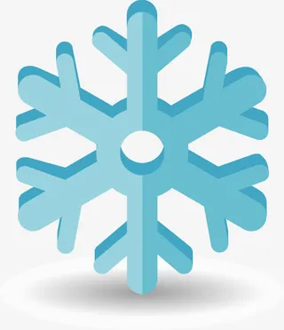 手绘冰蓝雪花元素图案免抠