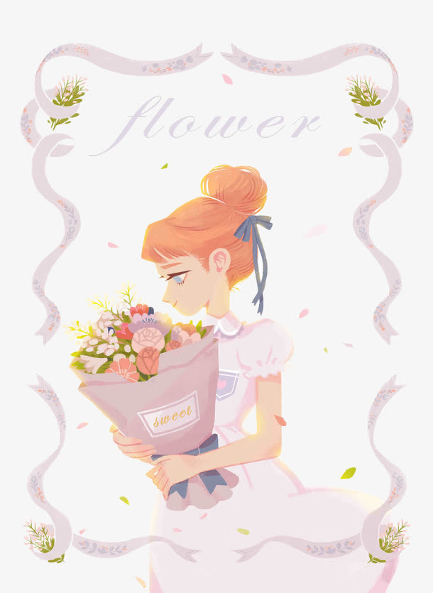 鲜花少女免抠